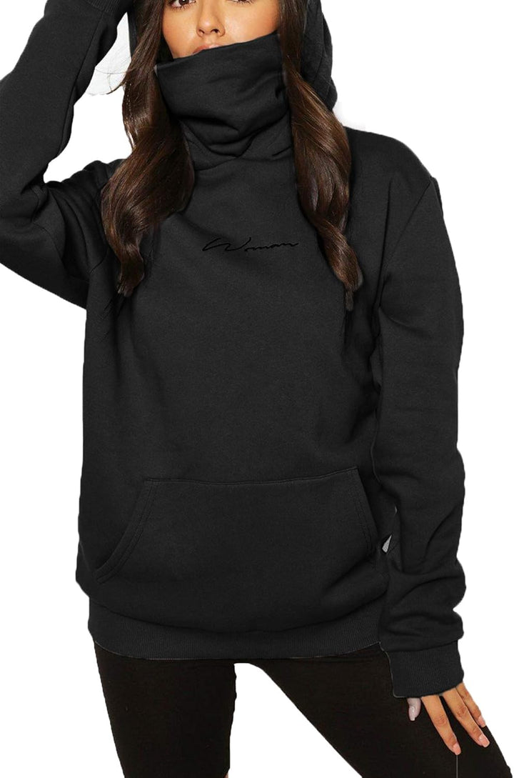 TrendiMax Damen Hoodie Kapuzenpullover Langarm Sweatshirt Winter Pullover Hochkragen Sweatjacke Kapu