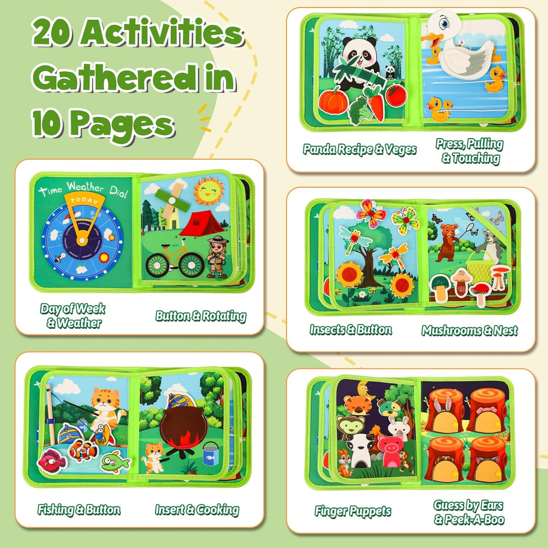 XIAPIA Montessori Busy Board ab 1 2 Jahr, Baby Spielzeug Filzbuch Bauernhof Activity Busy Book, Besc