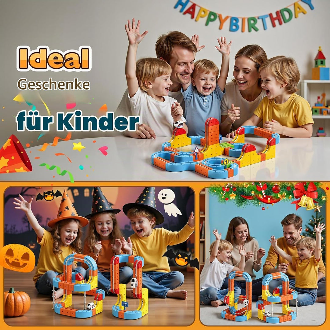 80 Pcs Cube Track Magnetische Block mit, Spielzeug ab 3 4 5 6 7 8 Jahre Junge Clickrail Electric Tra