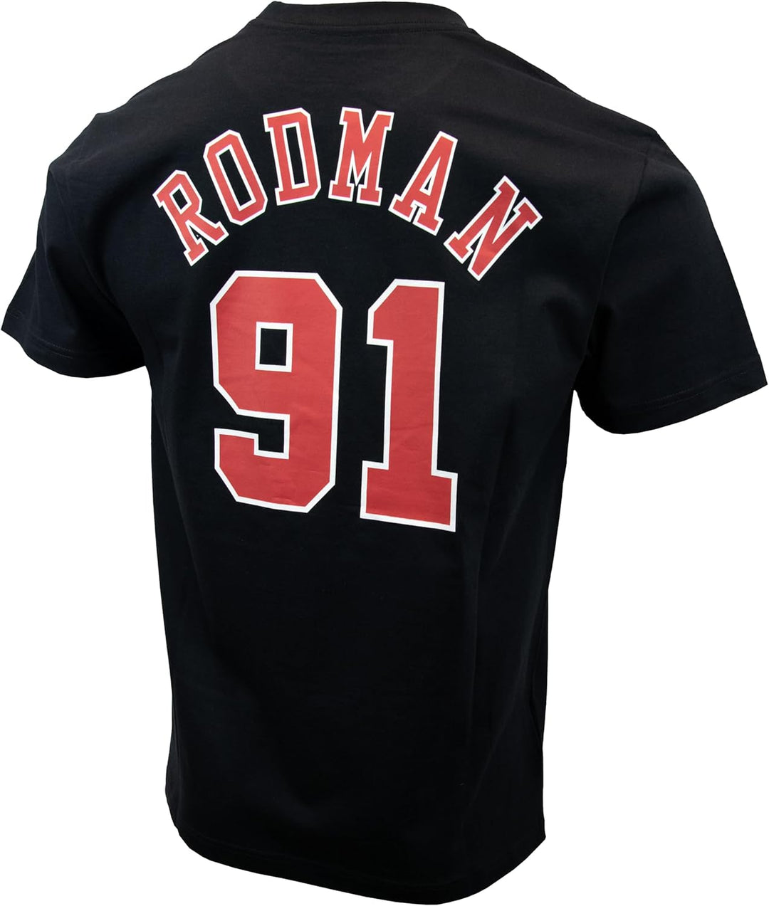 Mitchell & Ness Name & Number T-Shirt (NBA | HWC | NFL) Chicago Bulls - Rodman, Schwarz-rot S, Chica