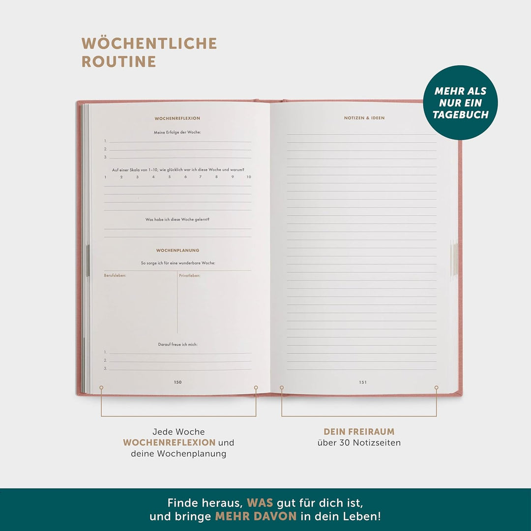 UrBestSelf 6-Minuten Tagebuch PUR (Das Original) | Dankbarkeitstagebuch, Achtsamkeitstagebuch | Das
