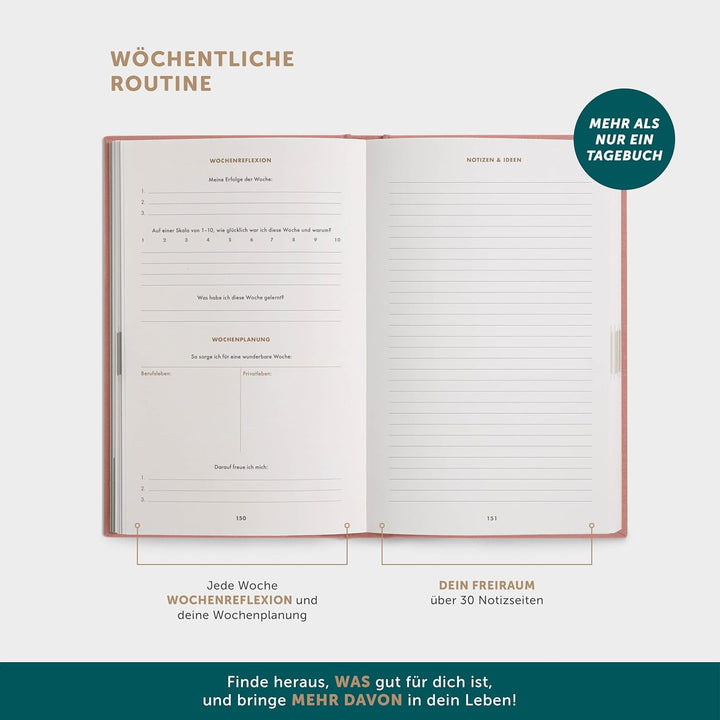 UrBestSelf 6-Minuten Tagebuch PUR (Das Original) | Dankbarkeitstagebuch, Achtsamkeitstagebuch | Das