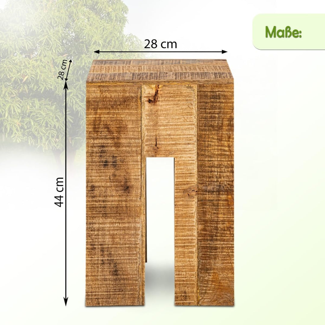 Blumensäule Blumen Hocker Beistelltisch quadratisch 28x45x28cm Sitzhocker Mangoholz