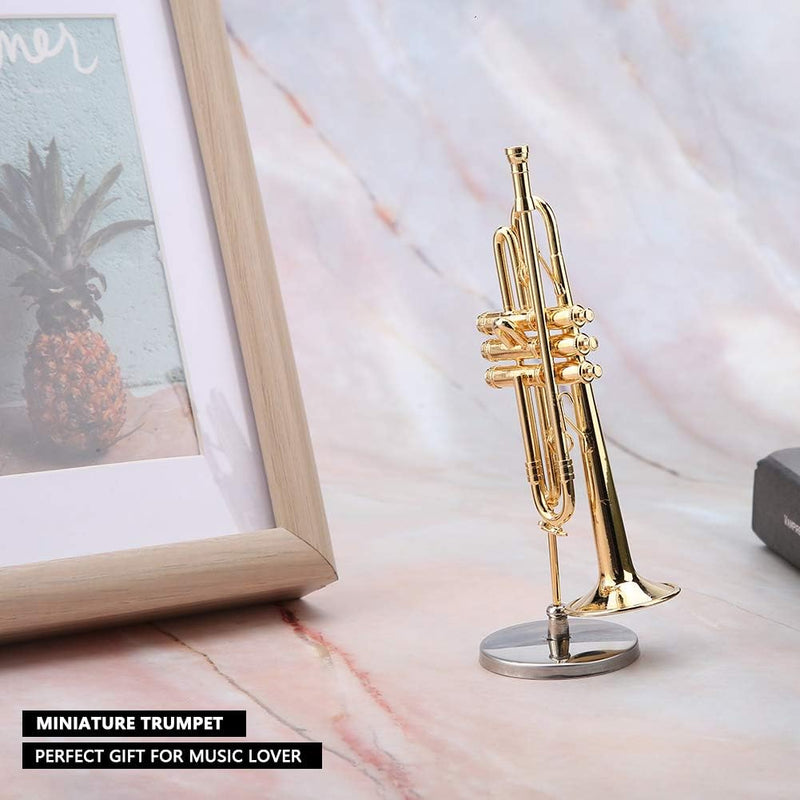 Hapivida Miniatur Trompetenmodell, Zarte Goldene Mini Trompete Instrument Dekoration Messing Instrum