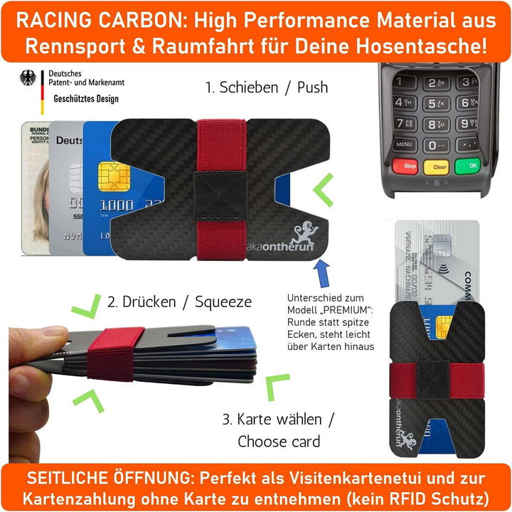 MakakaOnTheRun Slim Wallet Herren Carbon Visitenkartenetui: Herren Kreditkartenetui, Kartenetui & Mi