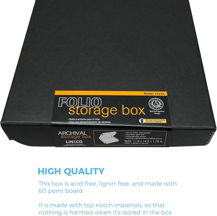 Lineco 27,9 x 35,6 cm Klapp Folio Aufbewahrungsbox, 4,4 cm, Metall Tiefer Rand Archivierung Faltscha