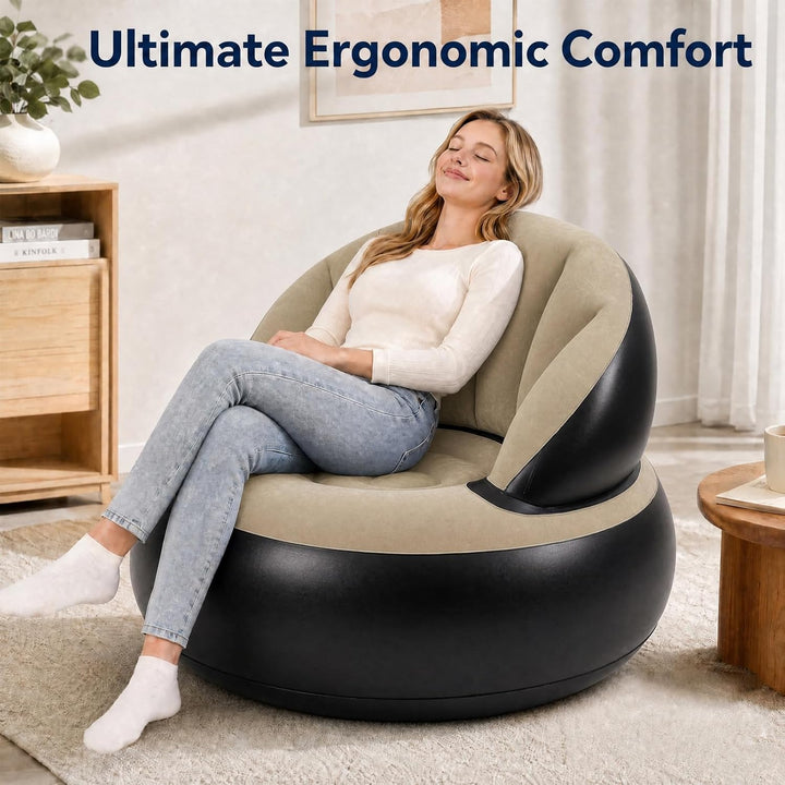 Aufblasbares Sofa,Aufblasbare Couch mit Beflockter Oberfläche,Luftsofa mit Fusspumpe,Wasserdichtes A