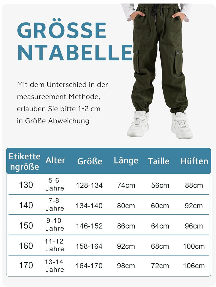 NATUST Kinder Cargo Hose 150 Armeegrün, 150 Armeegrün