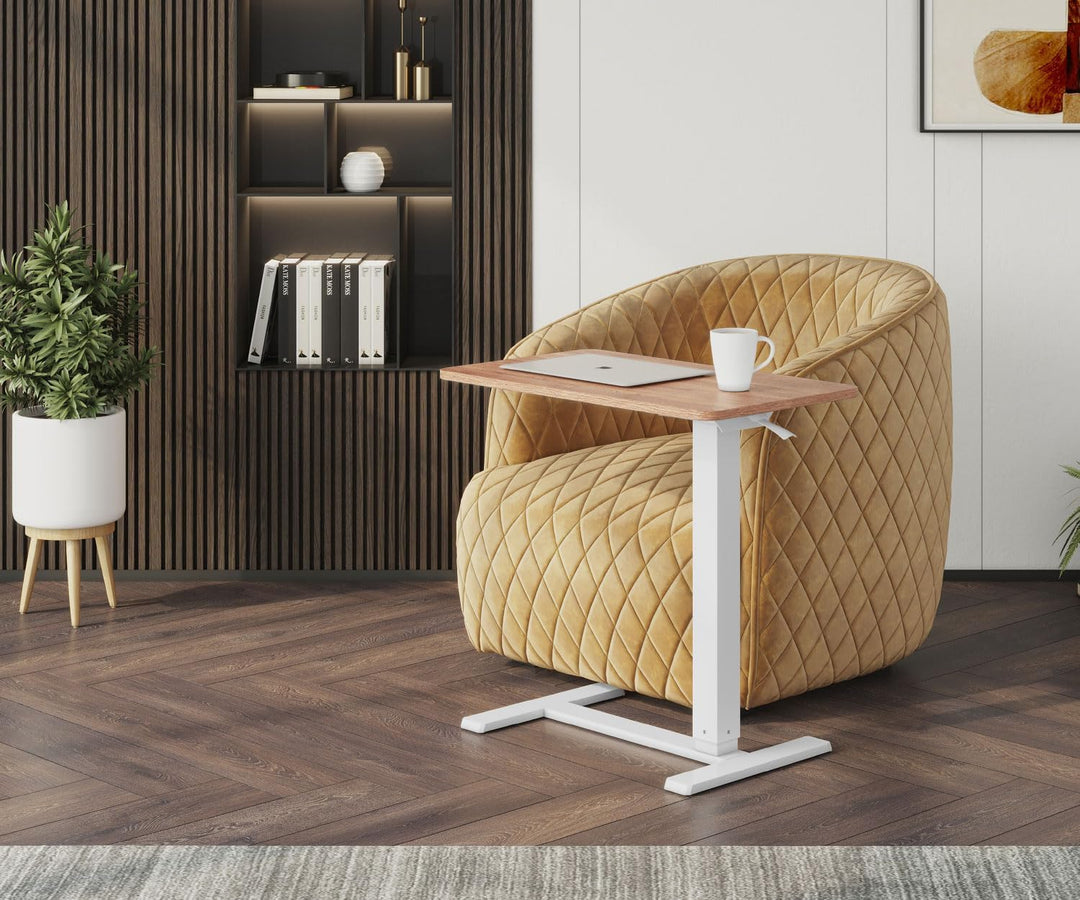 ESMART EACM-121WM 71 x 40 cm Ahorn - Mobiler stufenlos pneumatisch höhenverstellbarer Beistelltisch