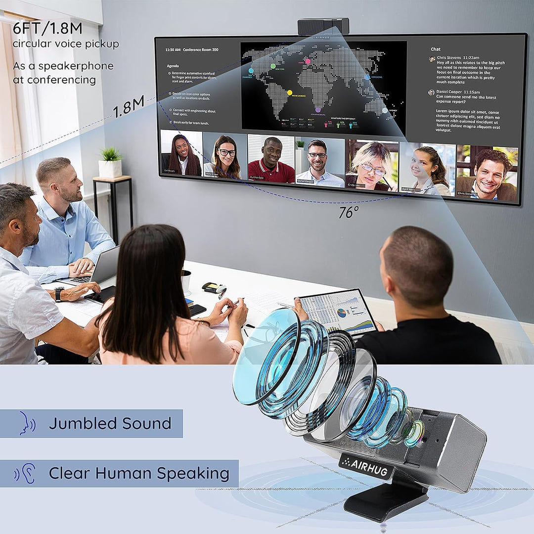 AIRHUG 3 in 1 1080P Webcam mit Mikrofon & Lautsprecher, USB Kamera für Videokonferenzen/Online-Klass