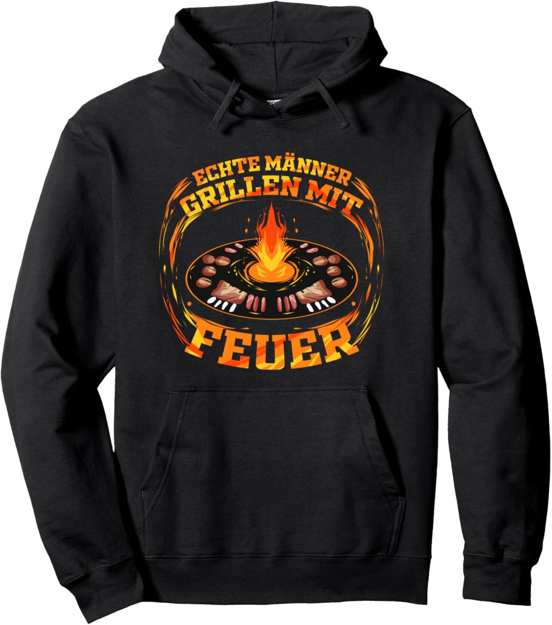Männer Grillen mit Feuerplatte Grill Feuer für Grillmeister Pullover Hoodie