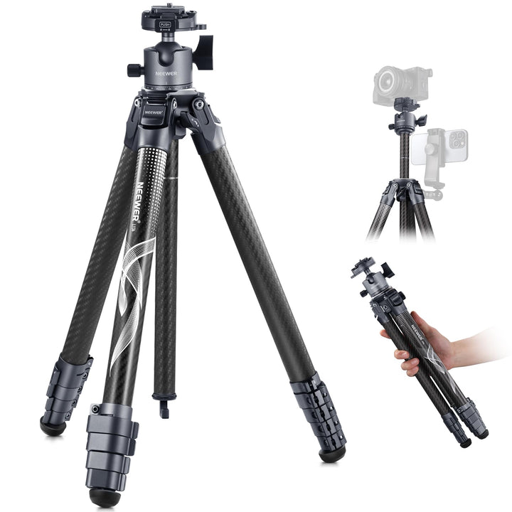 NEEWER LITETRIP 62" Kamera Reisestativ, tragbarer Ständer aus Carbonfaser mit abnehmbarem ±15° Nivel