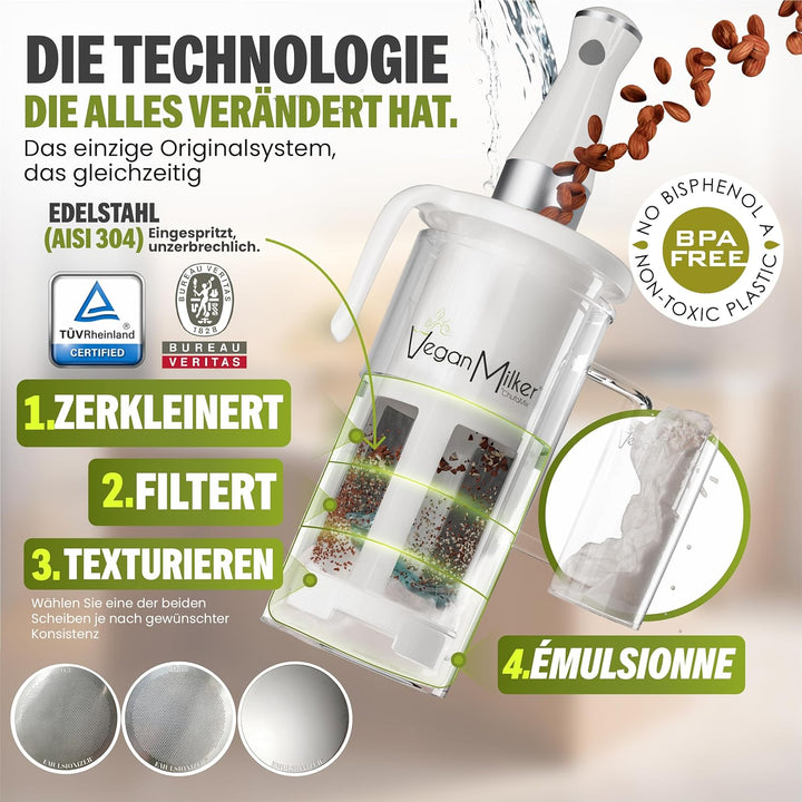 Vegan Milker Pflanzenmilchbereiter Maker – Pflanzenmilch Machine Mandelmilch, Sojamilch | 1L in 1 Mi