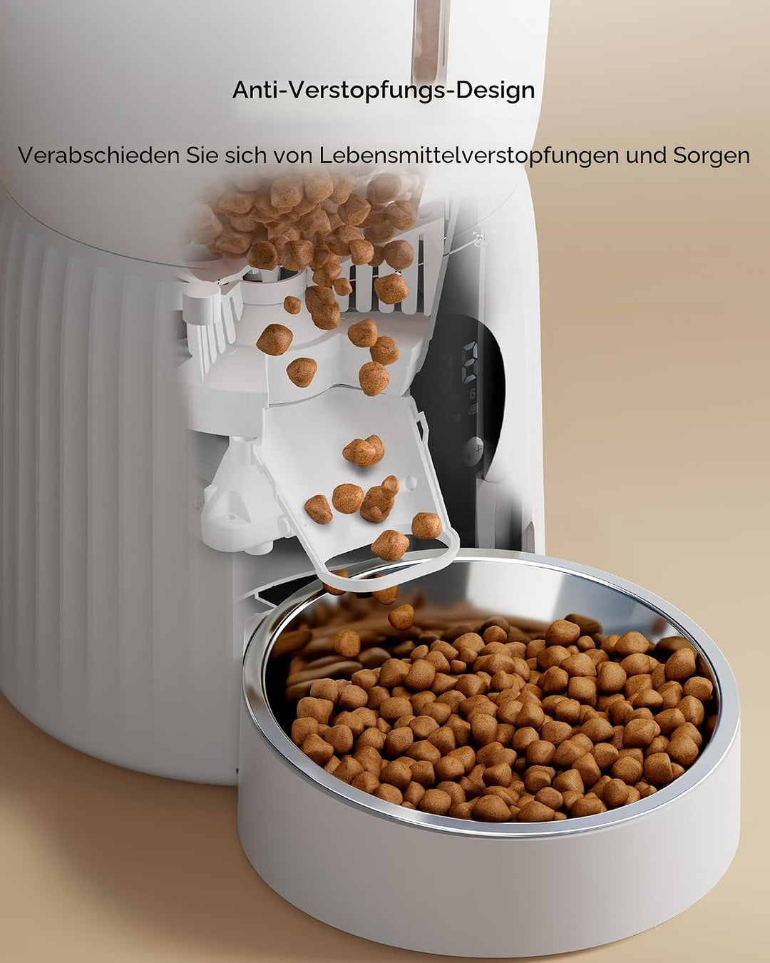 Faroro 4L Futterautomat Katze, Katzenfutter Automat mit Timer, Futterspender für Hunde mit Edelstahl