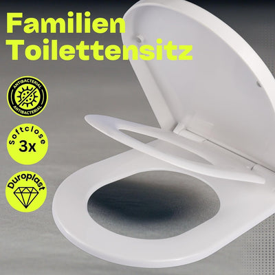 MYLAVABO WC Sitz für Kinder Familien Toilettensitz softclose Family, mit 3-facher Absenkautomatik, K