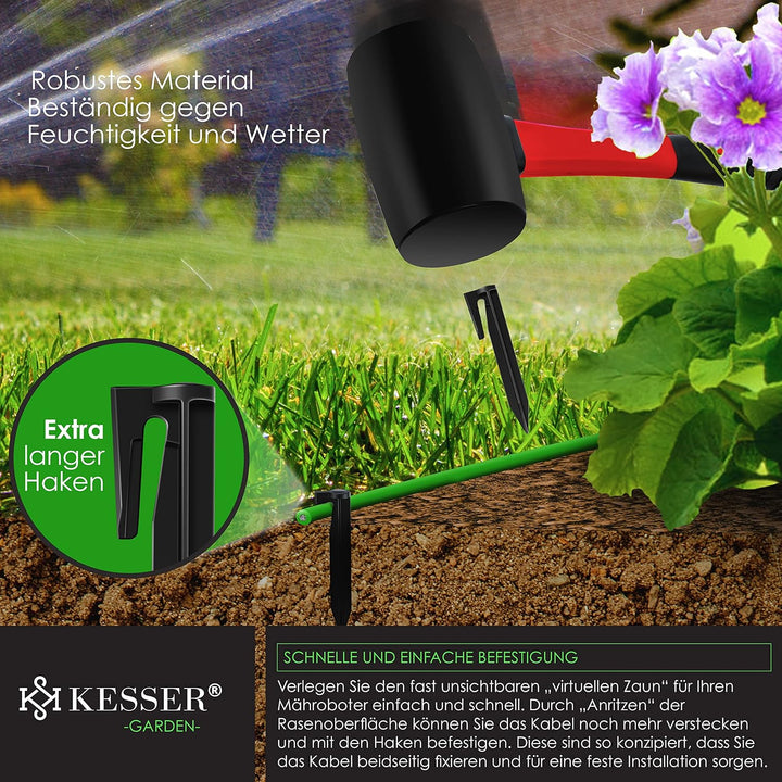 KESSER® Begrenzungskabel 750m + 2400 Erdspiesse + 36 Kabelverbinder für Mähroboter Rasenmäher Rasenr