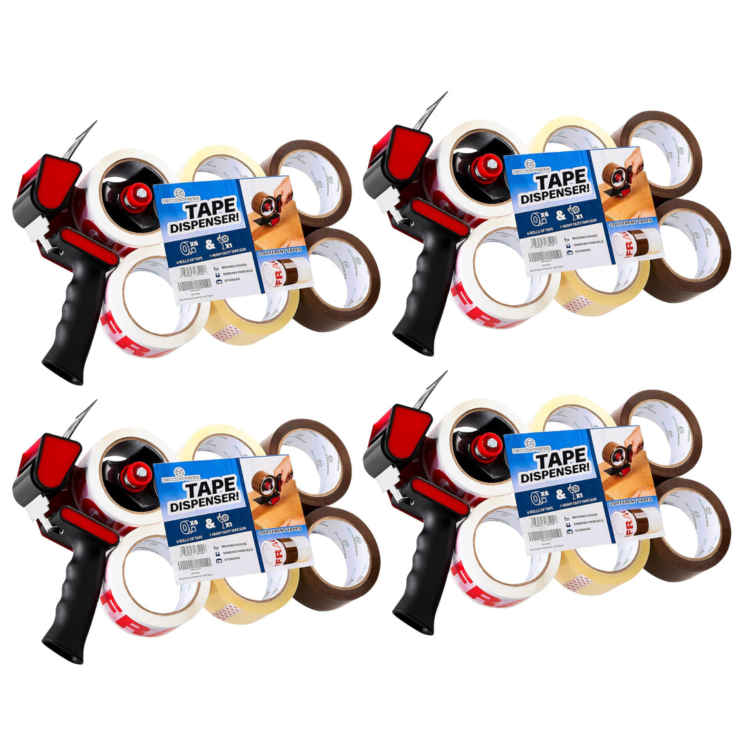 Paketklebeband mit Handabroller Set, Handheld Paketbandabroller und Rollen Paketklebeband zum Verpac