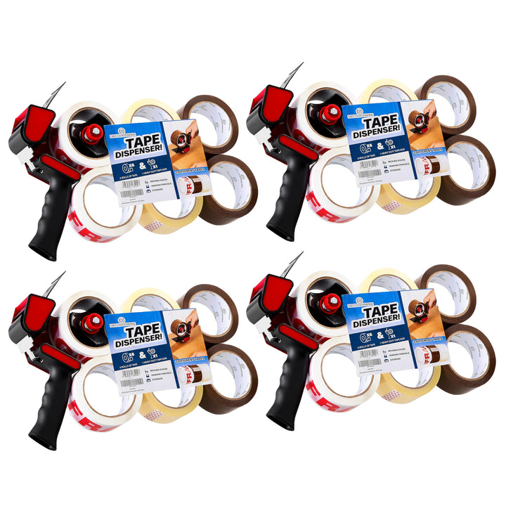 Paketklebeband mit Handabroller Set, Handheld Paketbandabroller und Rollen Paketklebeband zum Verpac