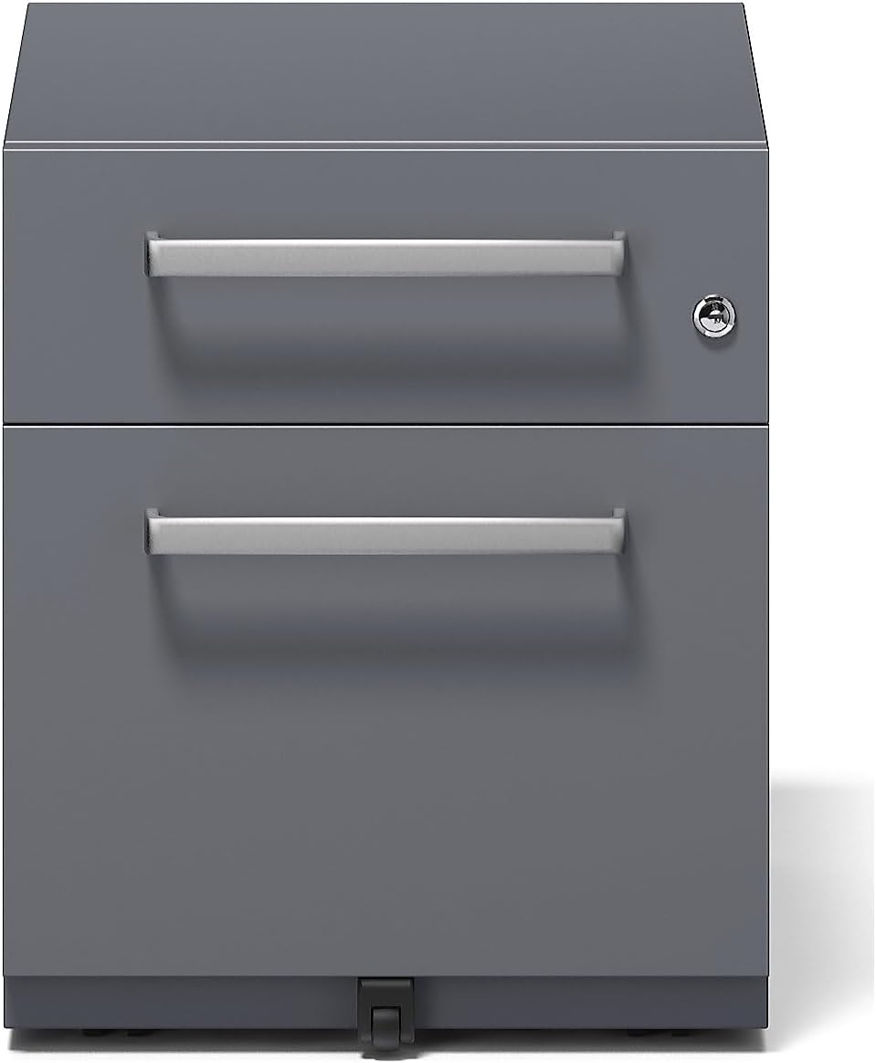 BISLEY Rollcontainer Note mit Griff, 1 Universalschublade, 1 HR-Schublade, Metall, 634 Anthrazitgrau