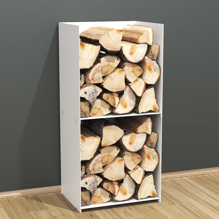 teileplus24 BHS9 Kaminholzregal Innen Aussen | Brennholzregal Metall | Kaminholzkorb | Industrial Lo