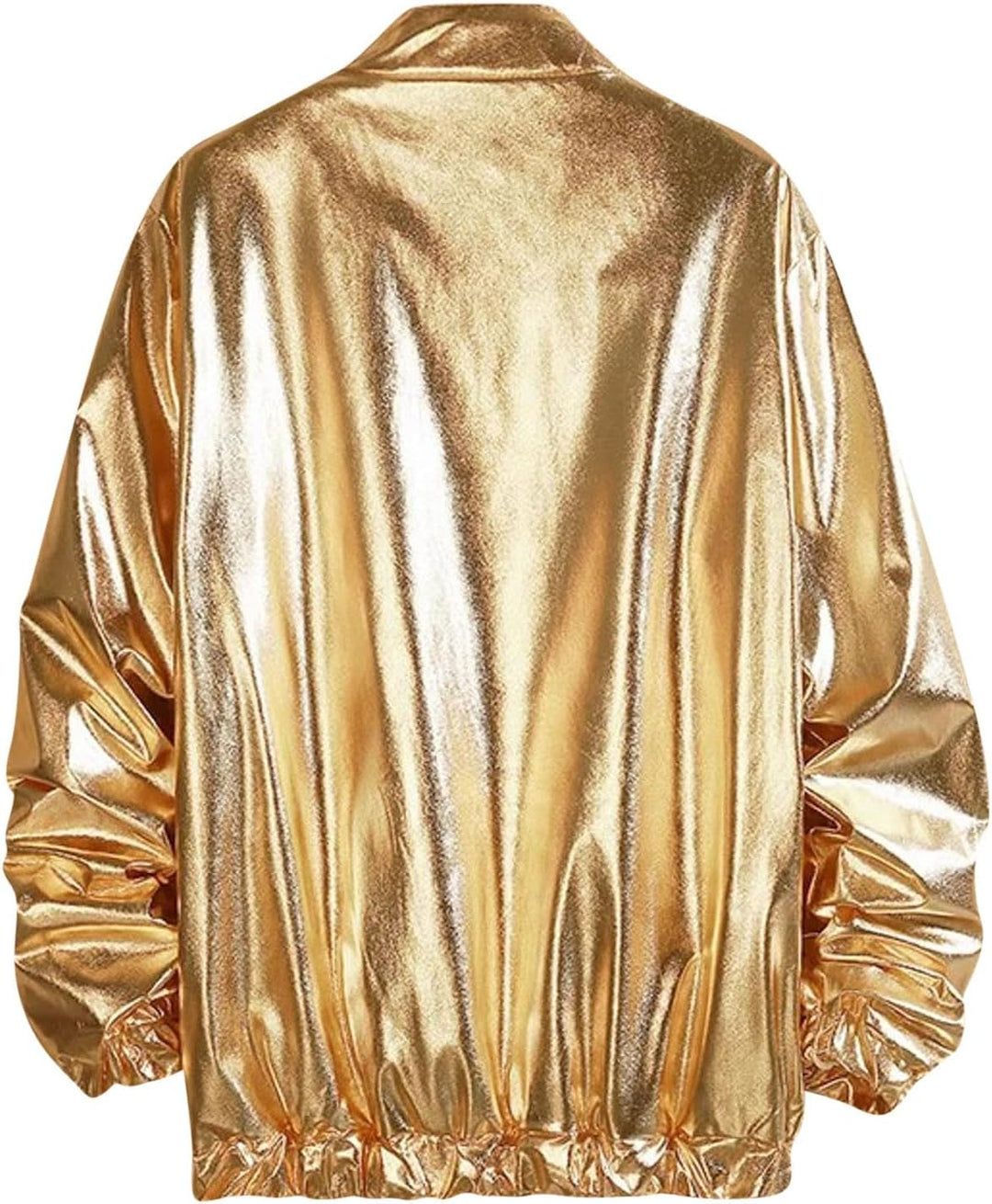 Duohropke Herren Metallic Nightclub Jacke Slim Fit Reissverschluss Varsity Baseball Bomber Glänzend