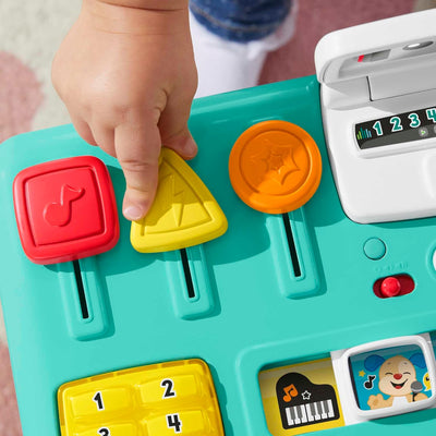 FISHER-PRICE Lernspass DJ Spieltisch - musikalisches Lernspielzeug mit 3 Klavierspielmodi, UK VERSIO