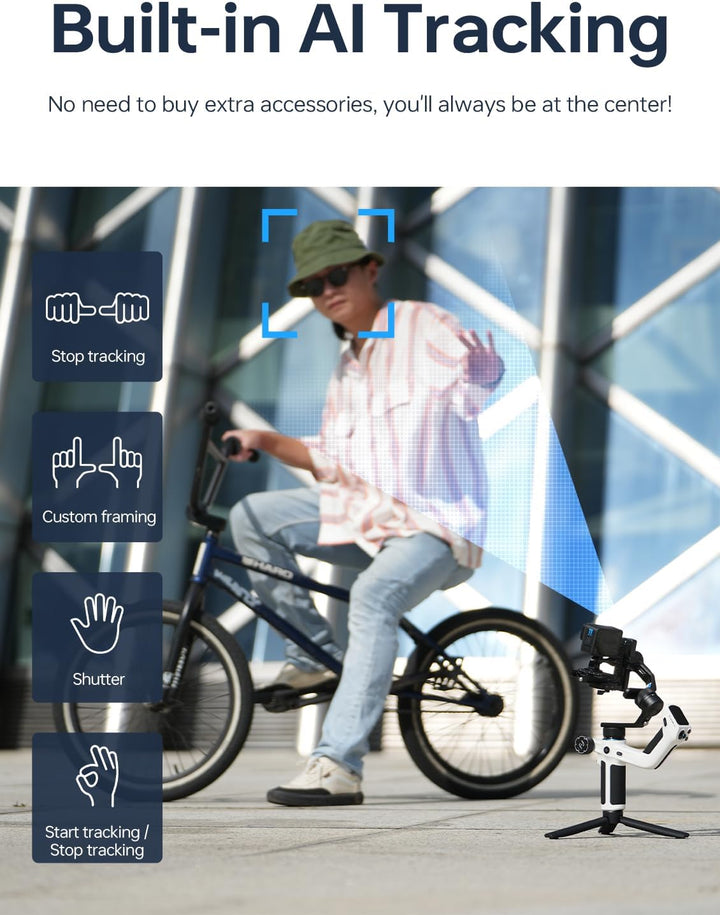 Feiyu SCORP Mini 2 Kit - AI-Tracking Stabilisator für spiegellose Kameras/Action Kamera/iPhone&Samsu