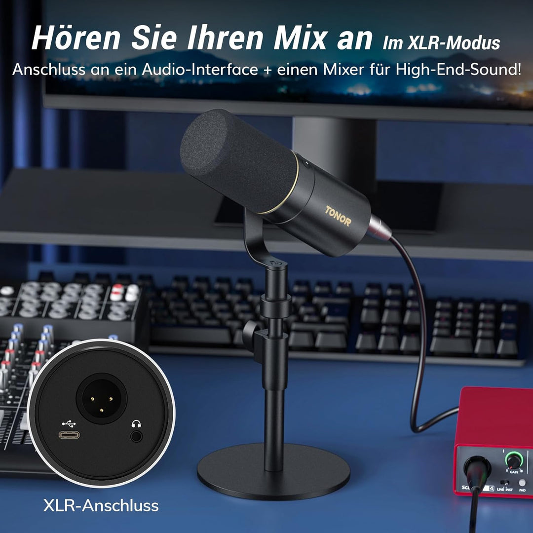 TONOR Dynamisches Microphone mit XLR/USB Kabel, Mikro PC, Vocal Mic Gesangsmikrofon für Podcast, Str