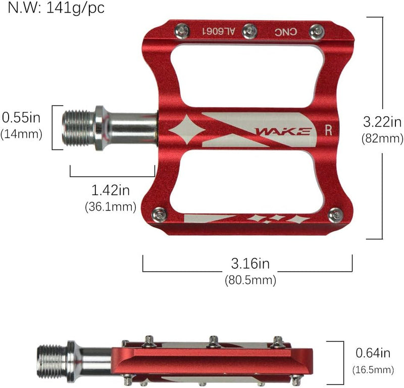 FOMTOR Fahrradpedal, 9/16 Zoll Achse CNC Aluminium MTB Pedale, Mountain Fahrräder Pedale, rutschfest