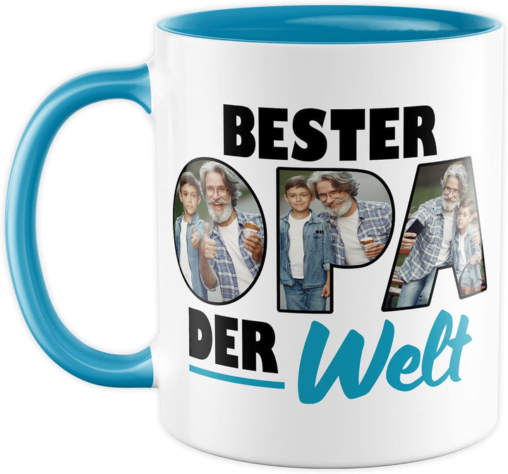 Opa Tasse personalisierbar mit Bild, Bester Opa der Welt, Geschenk personalisiert Grossvater Spruch