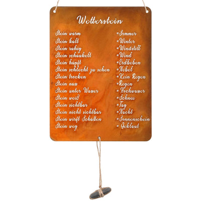 Fiada Rost Schild Wetterstein Lustig Wetterstation für Stein 26,5 x 20 cm Edelrost Schild Rostdeko G