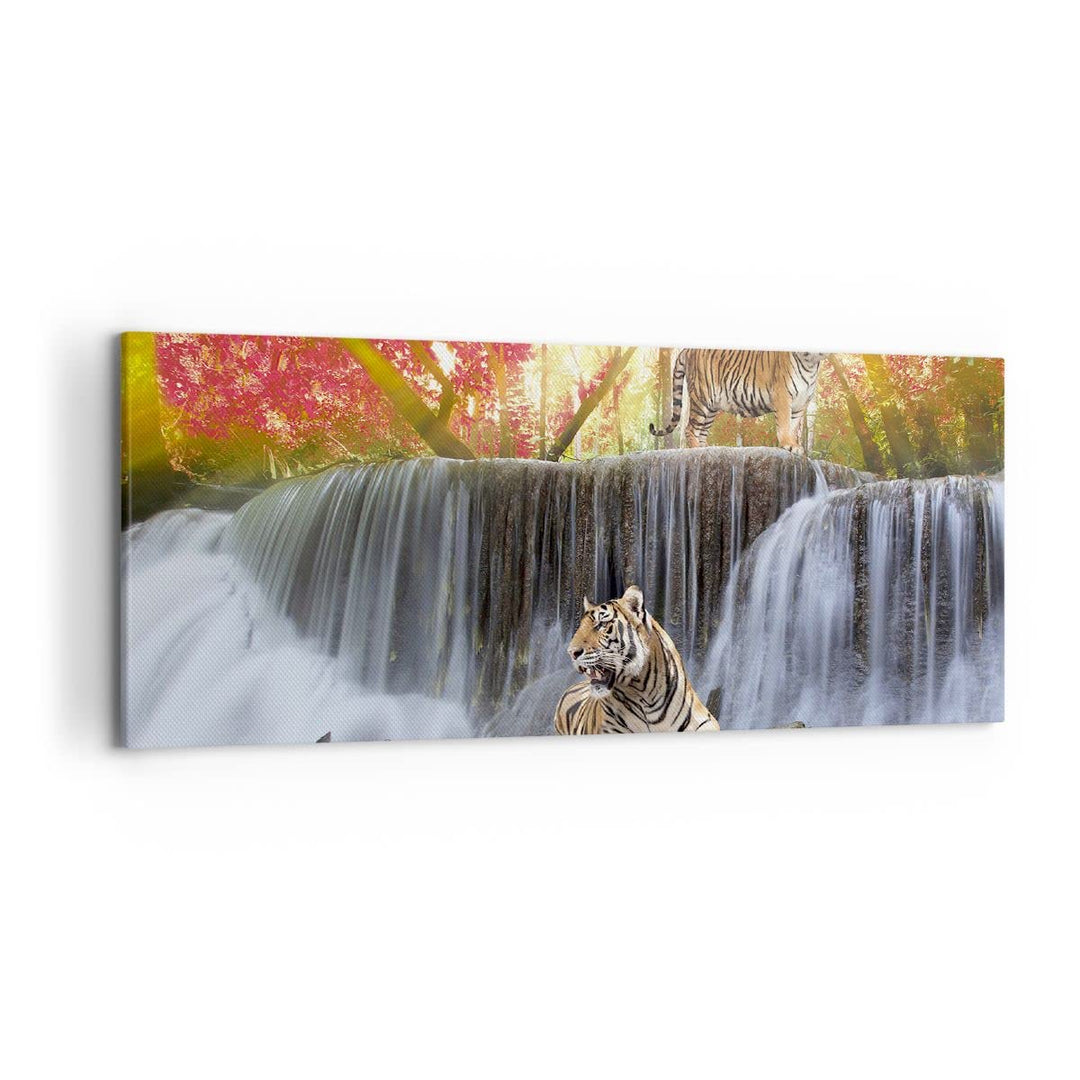 Wandbilder Dekoration Wohnzimmer Tiger natur tier paradies Panorama Bilder auf Leinwand 120x50cm Lei