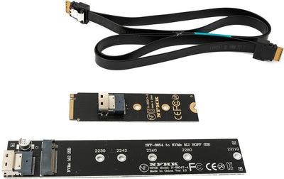System-S SFF-8654 Adapter NGFF M-Key 40 cm NVME Kabel Stecker zu Buchse für Mainboard SSD