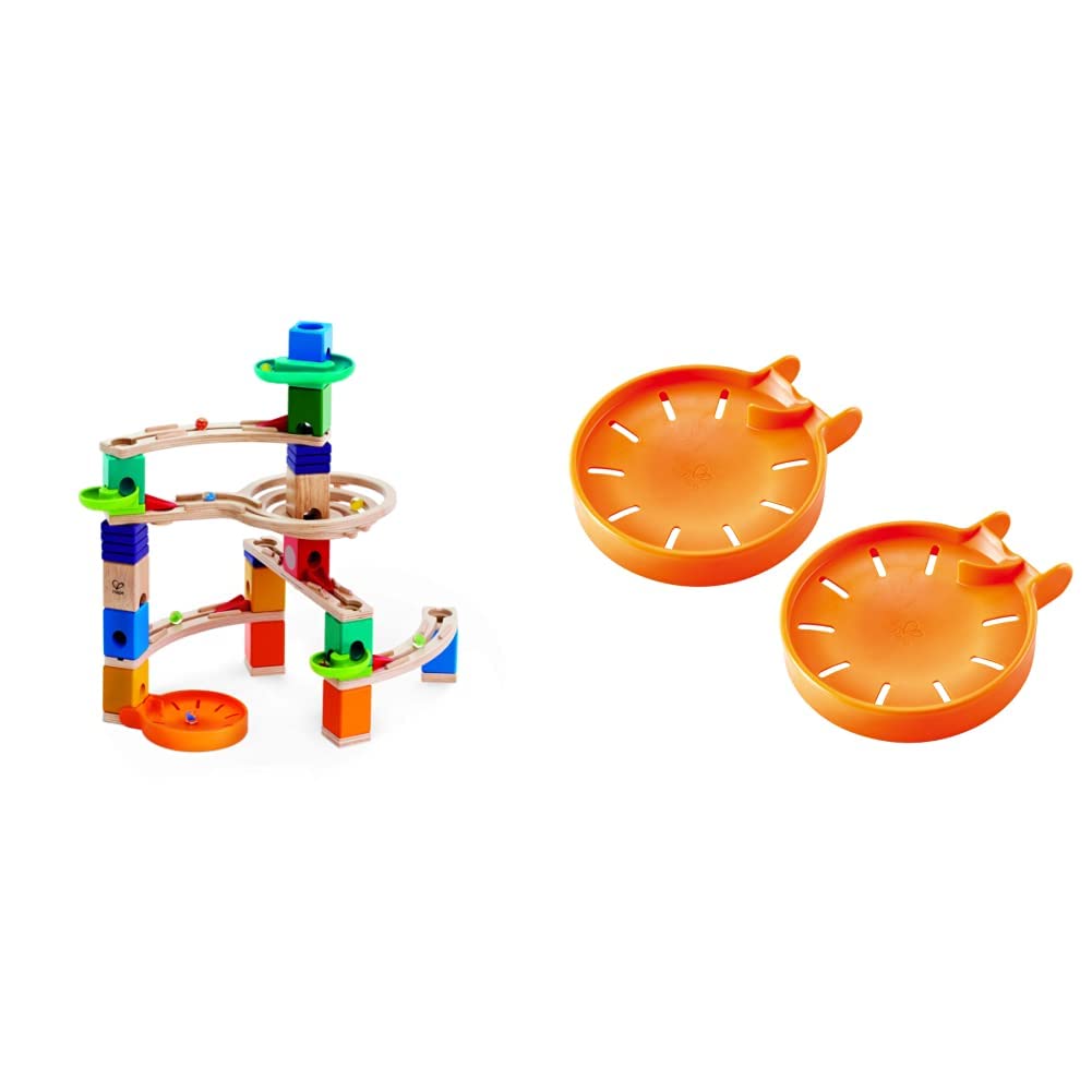 Hape E6020 Medium Set Quadrilla, Kugelbahn mit 44 Bauteilen aus Holz und 50 Murmeln, ab 4 Jahren & E
