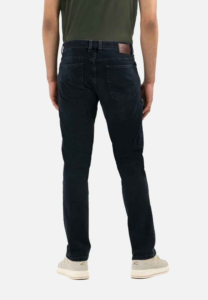 camel active Herren Relaxed Fit 5-Pocket Jeans mit leichten Used-Effekten 34W / 32L Dunkelblau, 34W