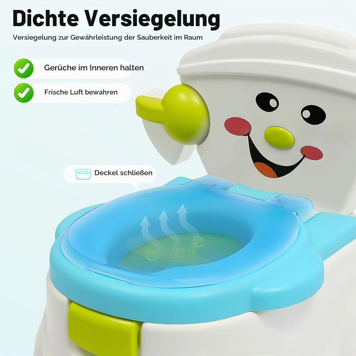 2in1 Kindertoilette Töpfchentrainer mit Rückenlehne, abnehmbarem Auffangbehälter und Toilettenpapier