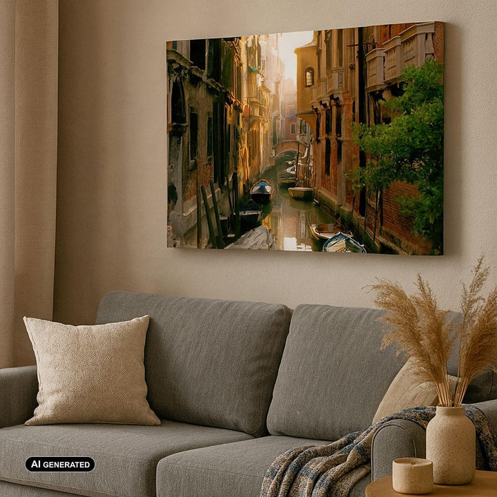 Bilder auf Leinwand Venedig Brücke Wasser Haus Leinwandbild 70x50cm Wandbilder Dekoration Wohnzimmer