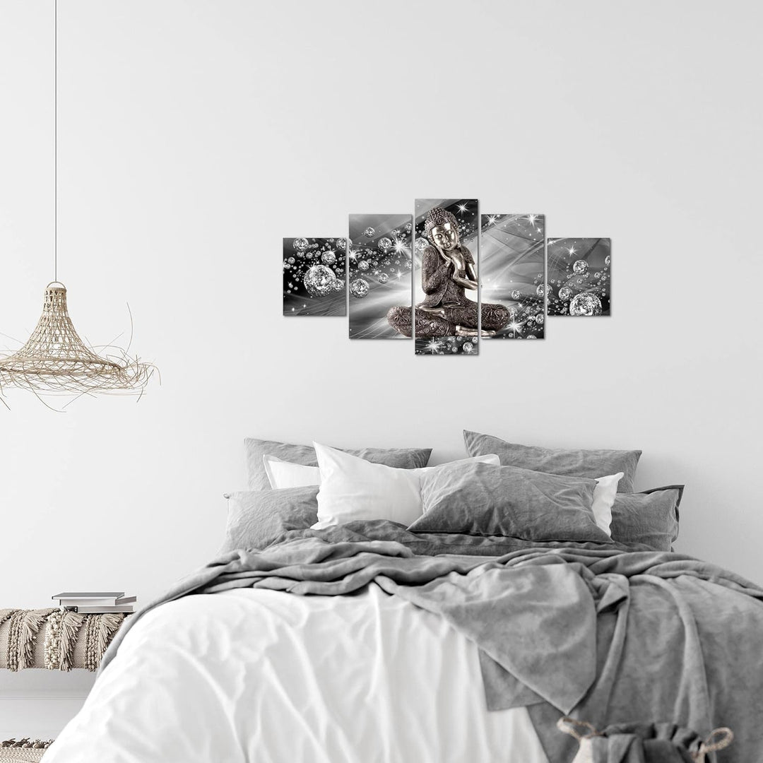 Runa Art Wandbilder Buddha Feng Shui 5 Teilig Bild auf Vlies Leinwand Deko Wohnzimmer Schlafzimmer Z