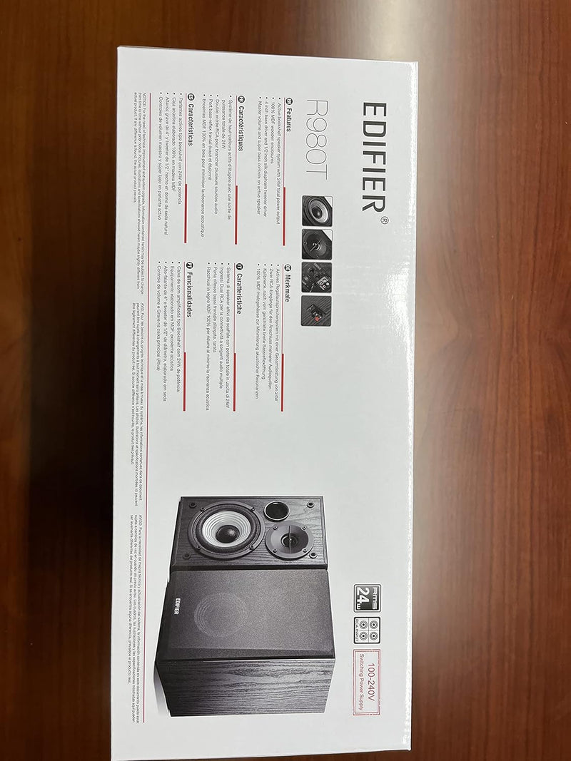 Edifier R980T Aktive 2.0 Lautsprechersystem Paar (24 Watt), 4" PC Regallautsprecher Studio Monitore