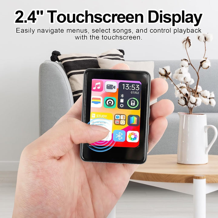 MP4 Player, 64 GB, Bluetooth 5.3, 2,4 Zoll Touchscreen | Tragbarer MP4-Player, Integrierter HD-Lauts
