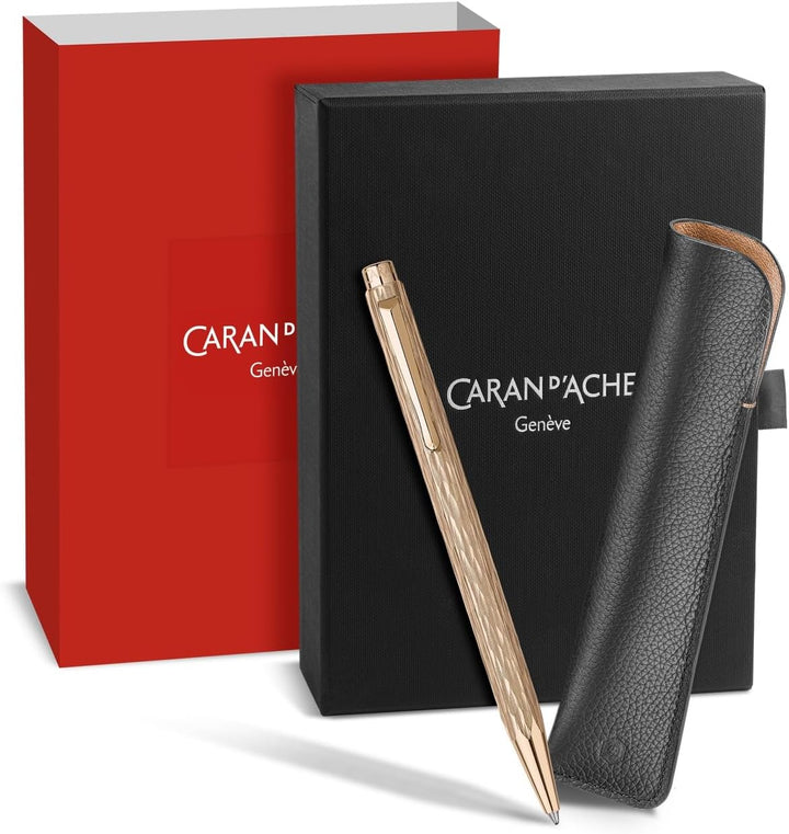 Caran d`Ache Ecridor Venetian Set, Kugelschreiber mit Lederetui, aus Messing mit Palladium- Finish,