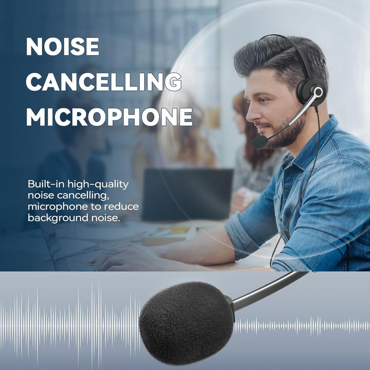 Wantek 3,5mm PC Headset mit Mikrofon Noise Cancelling, Telefon Headset, Kopfhörer Handy Klinke für L