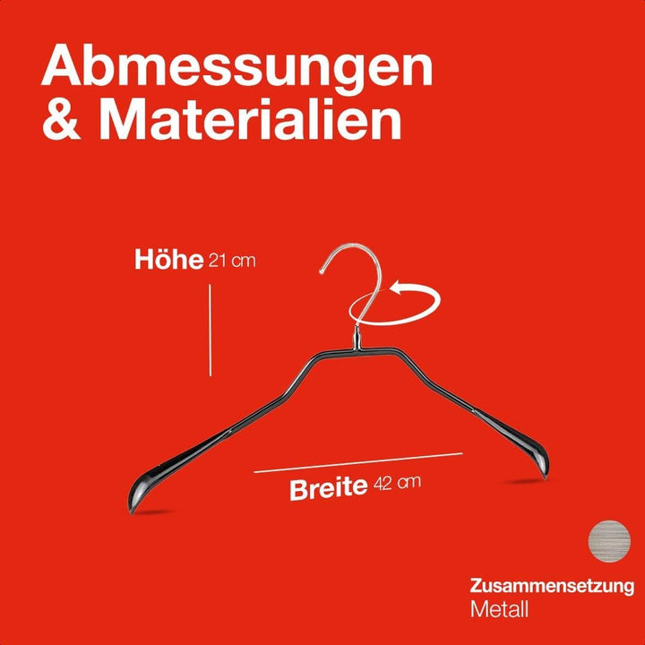 MAWA Kleiderbügel, Set mit 25 körpergeformten Metallkleiderbügeln, ideal für Mäntel, Jacken, Blazer