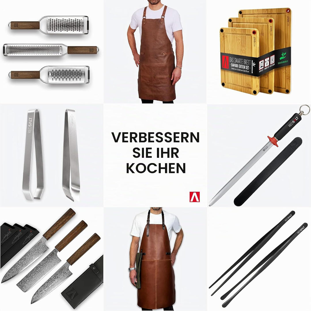 REDSALT® Premium Parmesanreibe mit Holzgriff | rasiermesserscharfe Profi Julienne Edelstahl Reibe fü