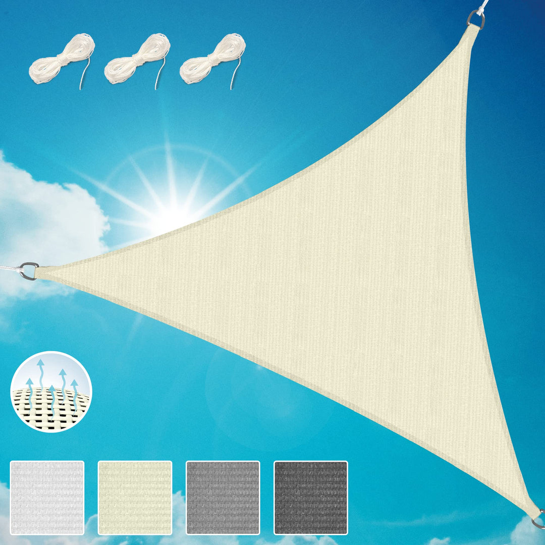 Sol Royal Sonnensegel dreieckig wasserdurchlässig HDPE UV Sonnenschutz Pool 3x3x3 m Dreieck Creme, 3