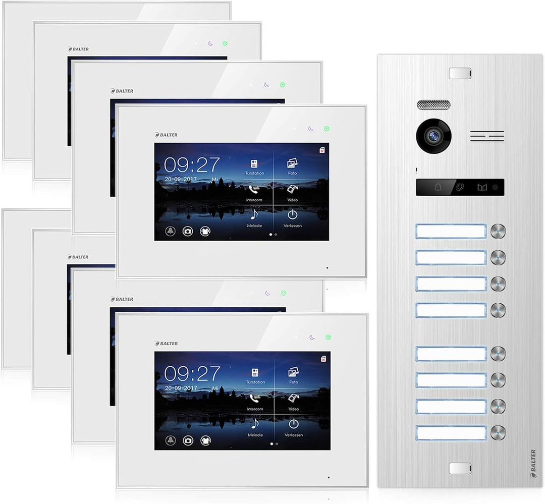 Balter EVO Video Türsprechanlage ✓ Touchscreen 7 Zoll Monitor ✓ Türstation für 8 Familienhaus Türkli