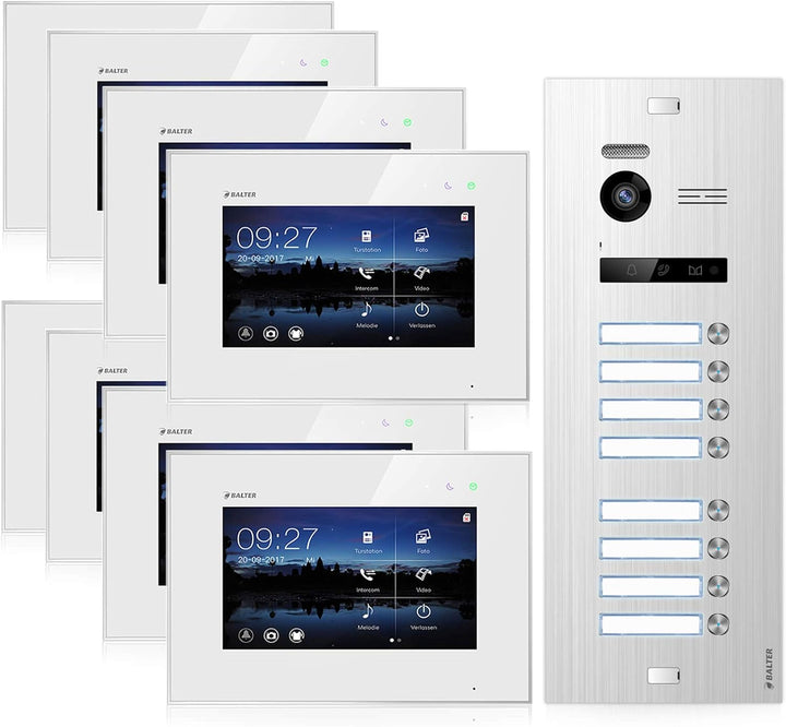 Balter EVO Video Türsprechanlage ✓ Touchscreen 7 Zoll Monitor ✓ Türstation für 8 Familienhaus Türkli