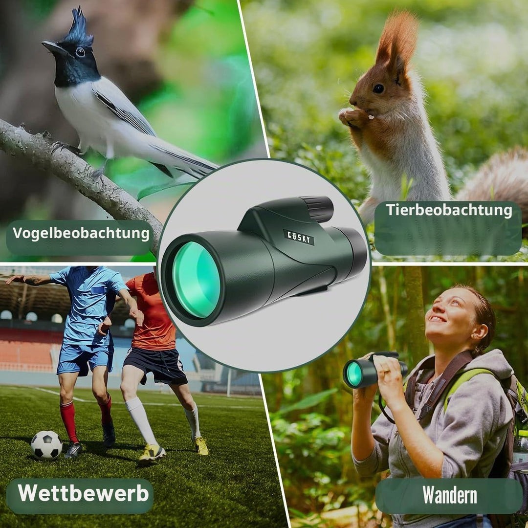 Gosky Monokulares Teleskop, Piper 12 x 55 Hochauflösendes Monokular für Erwachsene mit BAK4-Prisma u