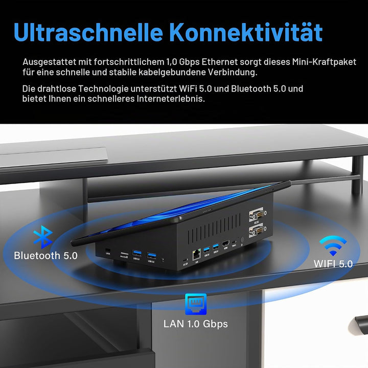 HEIGAOLAPC Mini Computer PC Mini Deko PC Win11 Pro Intel N5095, 8GB RAM, 128GB eMMC, Mini-pc mit Tou