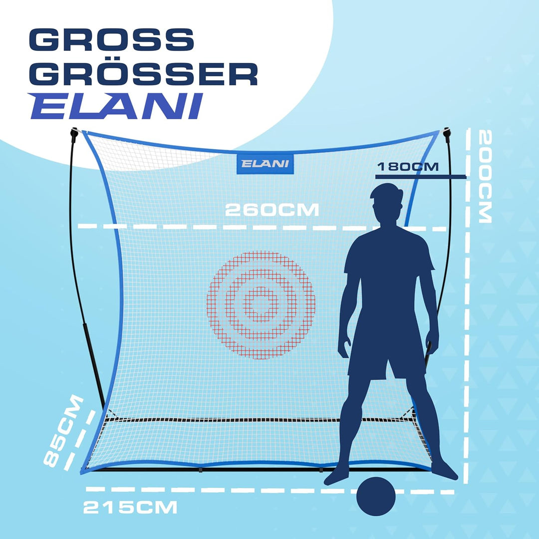 ELANI - Rebounder für Fussball - Spass für die ganze Familie - extra Grosses Netz mit Zielscheibe -